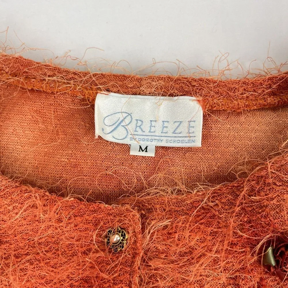 Vintage Breeze by Dorothy Schoelen Orange Rosette Cardigan & Shell Set Medium - Picture 9 of 9